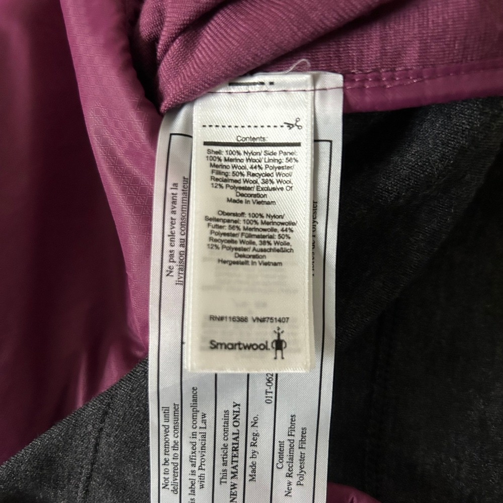 Smartwool Smartloft 60 Hooded Vest Women's Berry Purple Merino Wool Mix Medium - Picture 6 of 6